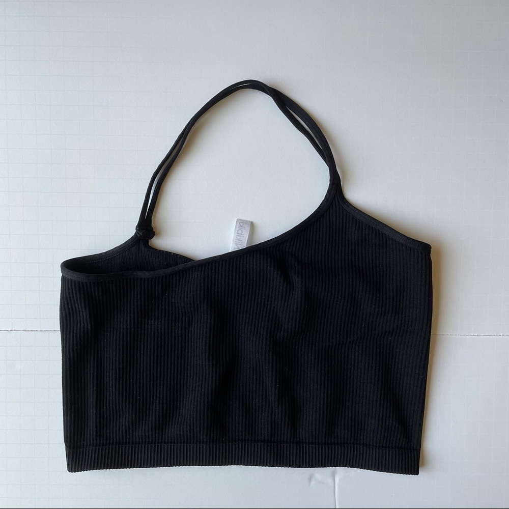 One shoulder black crop top